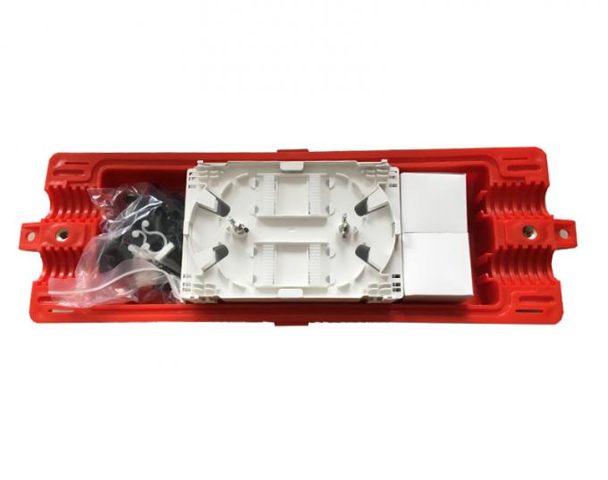 24 Cores Red Fiber Optic Splice Case / Inline Type Fiber Optic Splicing Joint Box