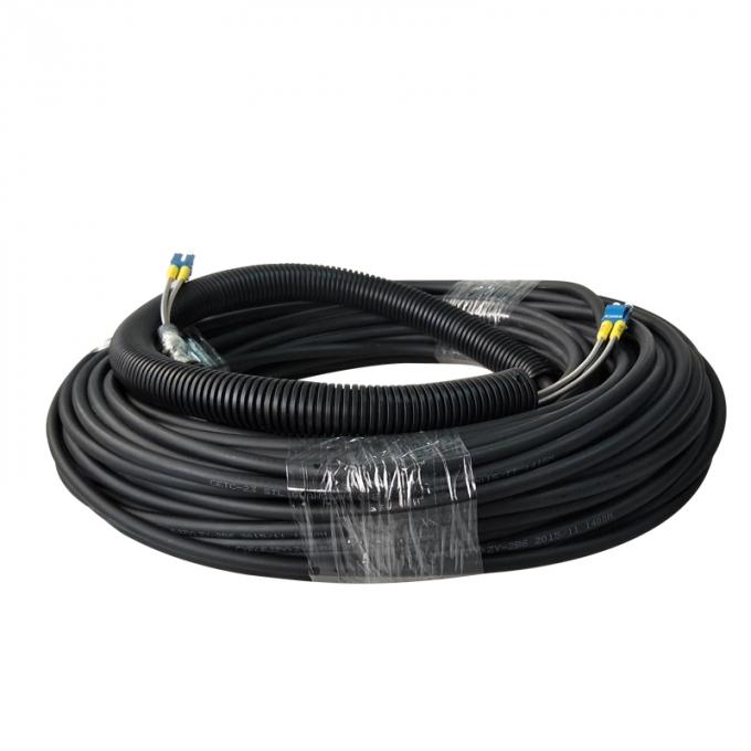 Spiral Armored Fiber Optic Jumper Cables Anti rodent Military Field Operation