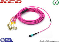 OM4 MPO Breakout Fanout Pach Cable Fiber Optics LSZH Pink Violet With LC FC SC 10G 40G 100G