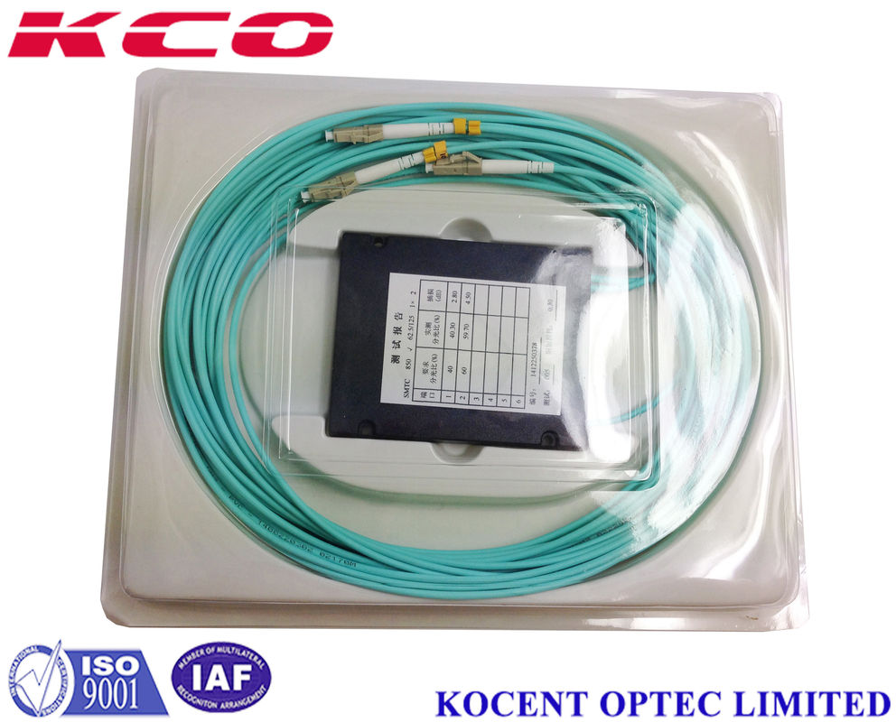 1x2 Multimode OM3 Fiber Optic Cable Splitter , customized ABS Box PLC Splitter