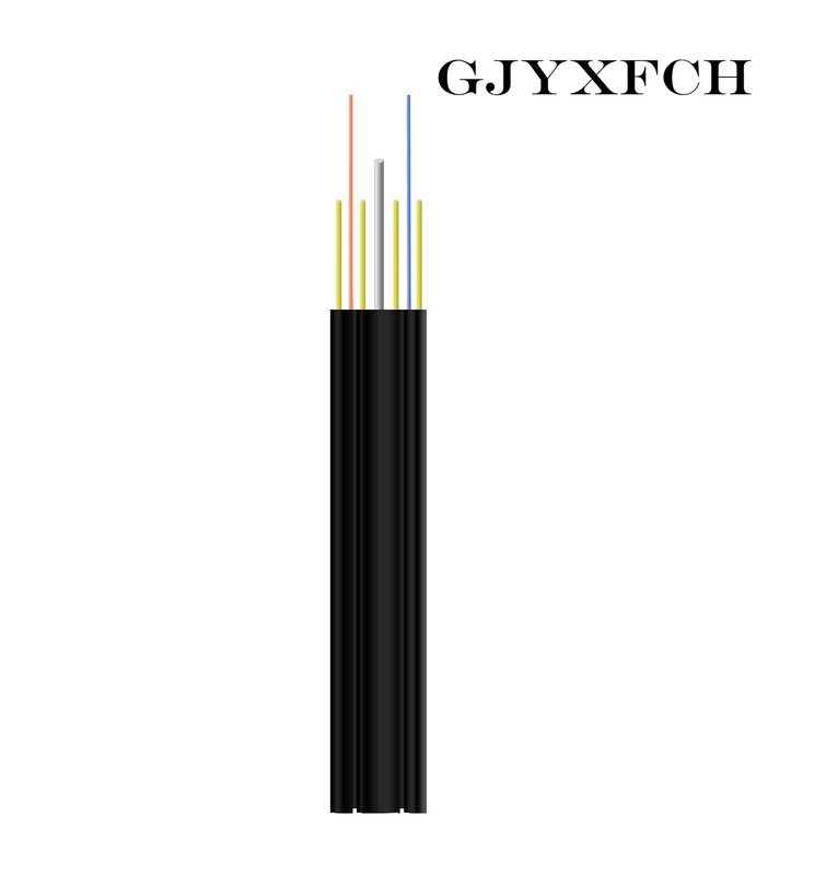 Single Mode Outdoor 8 Core Shielded Ftth Fiber Drop Cable FRP Strength