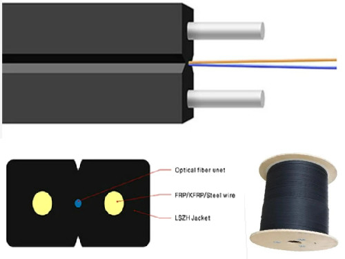 GJXH-2 G657A2 Indoor FTTH Drop Cable Single Mode Fiber 1km Flame Retardant Sheath